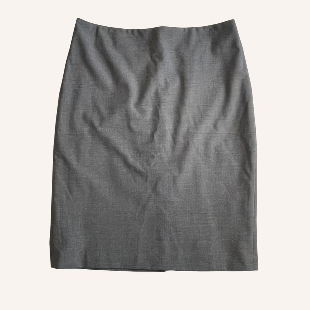 TALBOTS skirt wool blend size 8 gray straight pencil back zip